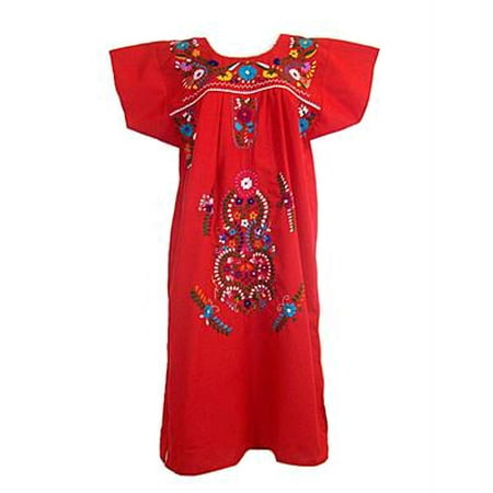Leos Imports™ Mexican Dress Puebla (Medium, Red)