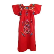 Leos Imports Mexican Dress Puebla (Medium, Red)