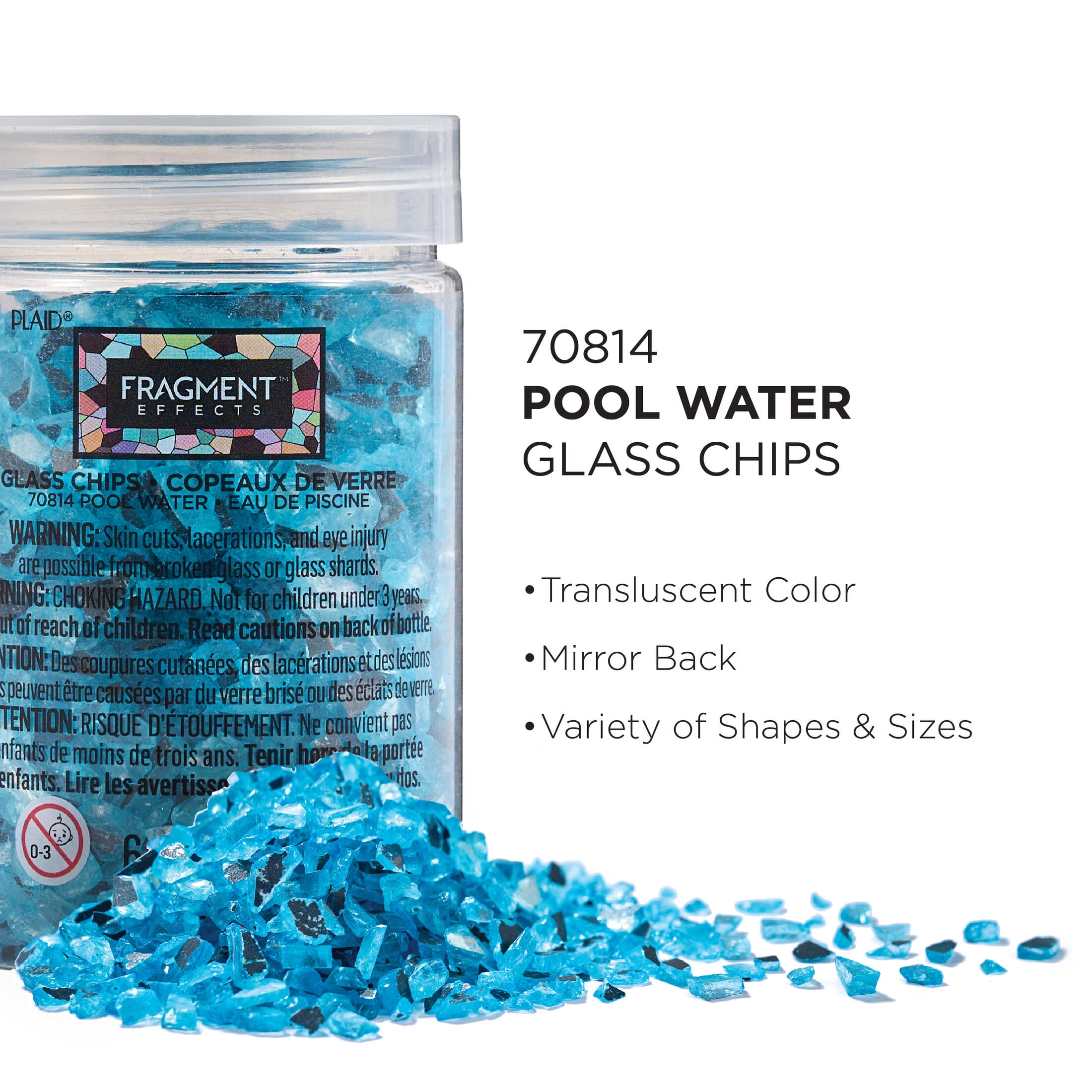 (3 pack) Plaid Fragment Effects Glass Chips, Pool Water, 6 oz