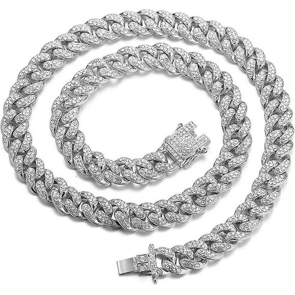 Gold Chain For Men,13mm Cuban Link Chain 18k Real Gold Plated/platinum White Gold Finish Gift