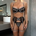 thumbnail image 2 of Lencería Europa y Estados Unidos lencería sexy conjunto de tres piezas de seda dorada líneas estéticas malla empalme niñas disfraces sexys, 2 of 6