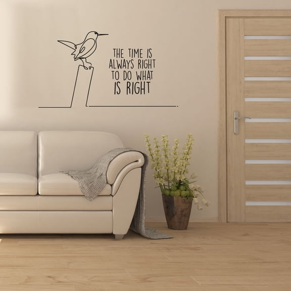 The Time Is Always Right To Do What Is Right Life Quote Bird Beautiful Silhouette Vinyl Design Wall Sticker Art Decal Boy Girl Kid Room Bedroom Nursery Kinder Home Decor Decoration Size (24x40 inch)