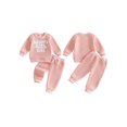thumbnail image 2 of Cenuakty Girl Winter Fall Outfit Letter Embroidered Sweatshirt Joggers, 2 of 9