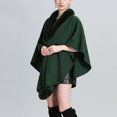 thumbnail image 4 of AUNVITO Women's Winter Poncho Faux Fur Collar Knit Elegant and Warm Winter Style, 4 of 5