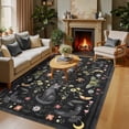 thumbnail image 4 of Garvee 9'x12' Boho Area Rug Cat Floral Pattern Carpet, Vintage Washable Rug Non-Slip Indoor Accent Carpet for Living Room Bedroom Home Office, Black, 4 of 8