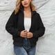 thumbnail image 4 of Abrigo Esponjoso Manga Larga Bolsillos En Los Puños Con Cremallera Cuello Vuelto Chaqueta Esponjosa Para Mujer Negro L, 4 of 6
