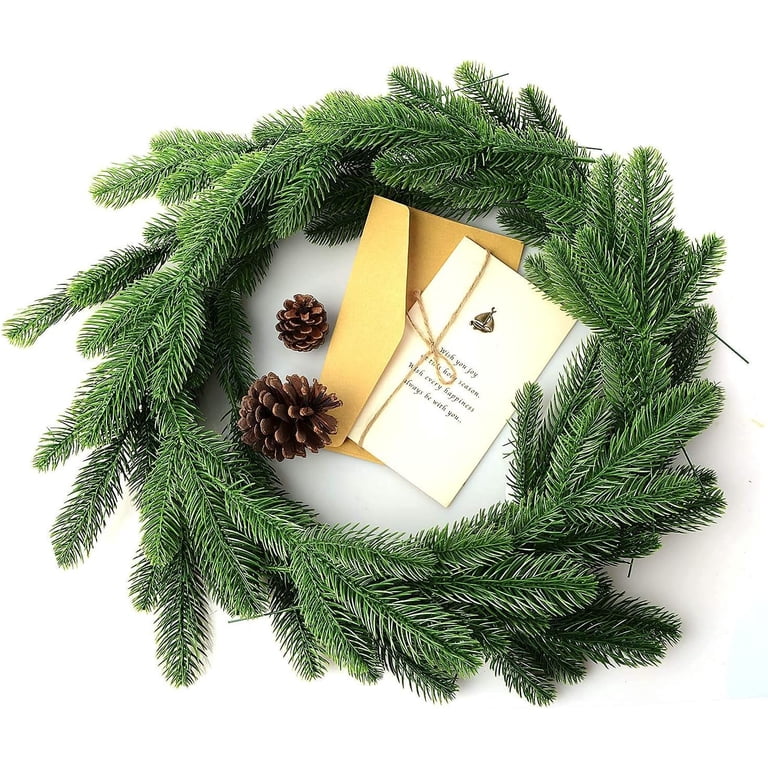 60 Pcs Artificial Pine Branches With Red Berries - 12.5" Christmas Greenery Stems For Garland & Decor