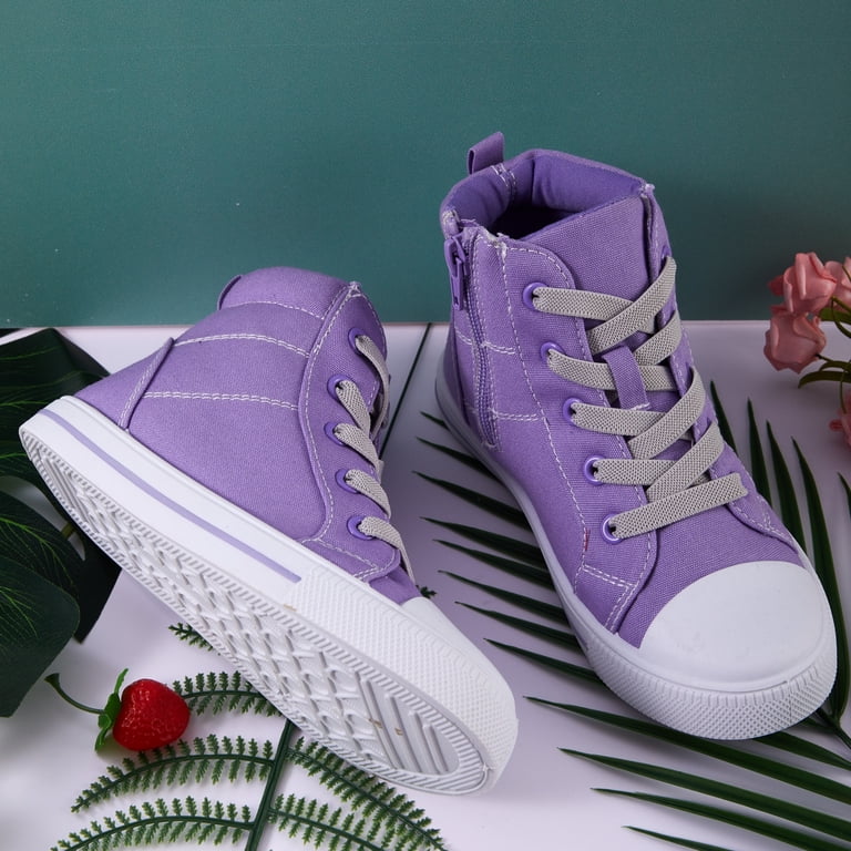 Kushyshoo Kids Canvas Sneakers Purple High-Top Children  display picture 1