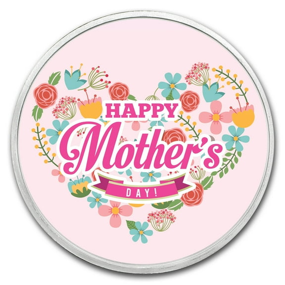 1 oz Silver Colorized Round - APMEX (Happy Mother's Day, Heart)