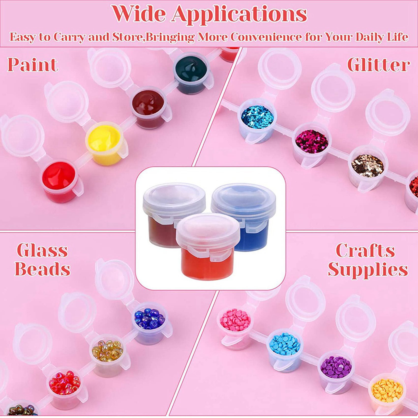 480Pieces Empty Paint Pot, 40 Strips Acrylic Mini Container Storage with Lids for Arts and Crafts 3Ml