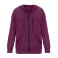 thumbnail image 4 of Fall Winter Savings Clearance 2024! TAGOLD Womens Hoodie Sweatshirt,Fashion Woman Long Sleeve Zipper Open Front Loose Outerwear Printing Blouse Coat Tops Pockets Hooded Blouse, 4 of 5