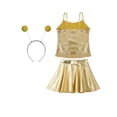 thumbnail image 4 of iiniim Alien Costume for Girls Metallic Dress Alien Holographic Cami Top with Pleated Skirts and Hair Hop Gold 14, 4 of 7