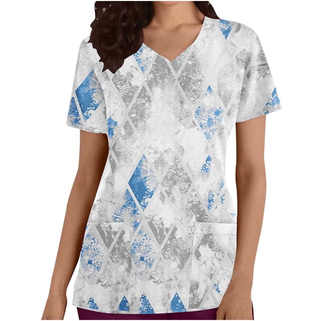 Vestes Funicet pour Femmes, Shorts pour Femmes, Veste de Travail Protectrice à Manches Courtes avec Poche Imprimée à Paillettes Rétro à Col en V pour Femmes, Hauts pour Femmes, Hauts à Manches 3/4 pour Femmes