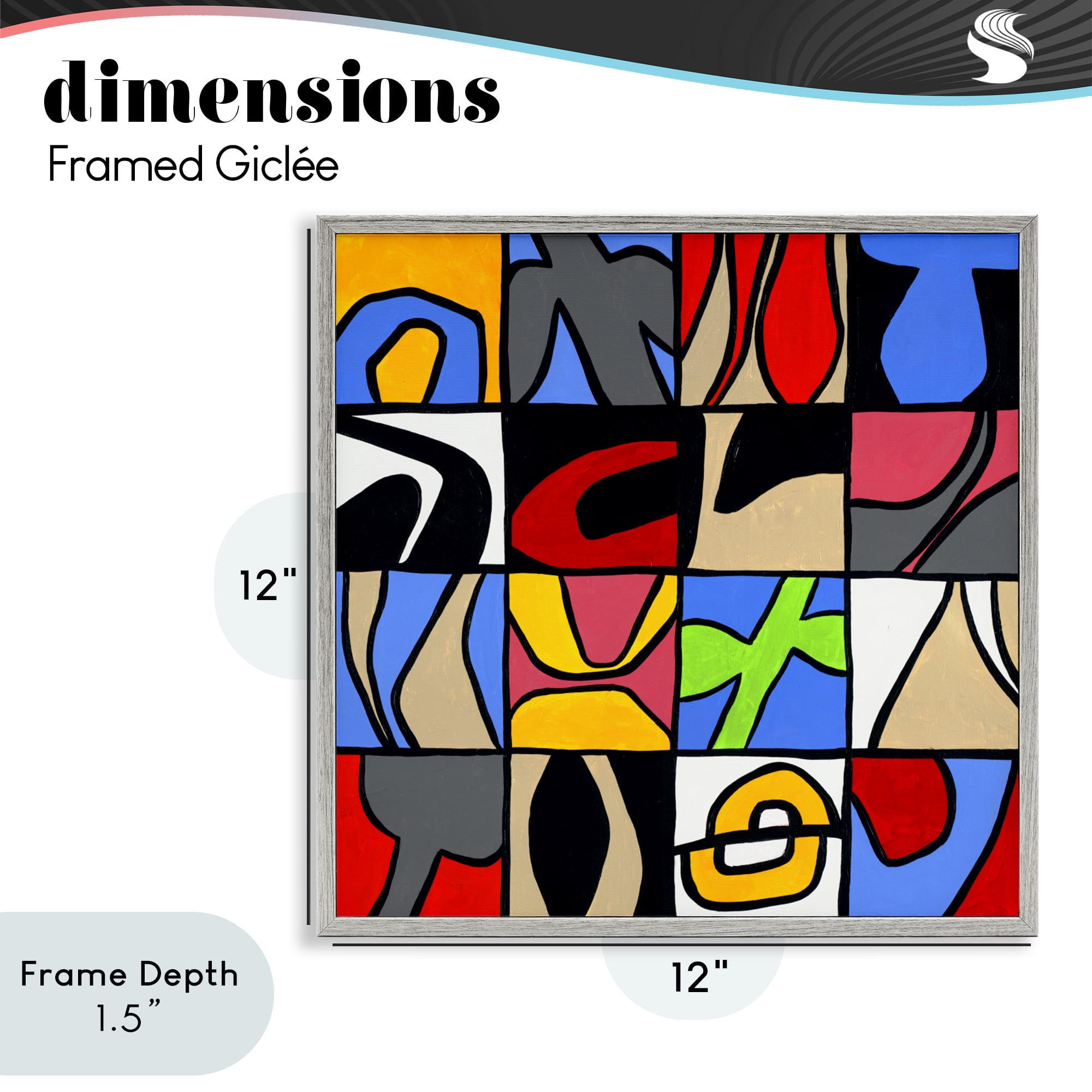 Stupell Industries Alternating Contrast Shapes Abstraction Gray Framed Giclee Art, design by Ruth Fromstein