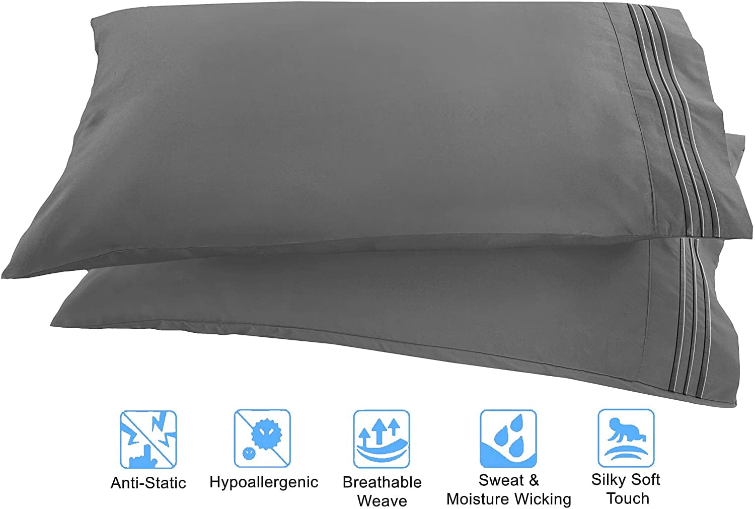 Elegant Comfort 1500 Series Grey Microfiber Flat Sheet Full (4 Pieces)