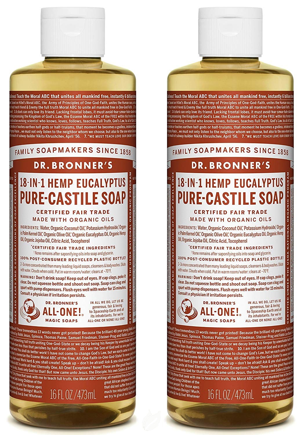 (2 Pack) Dr. Bronner'S Magic Soaps Organic Castile Liquid Soap
