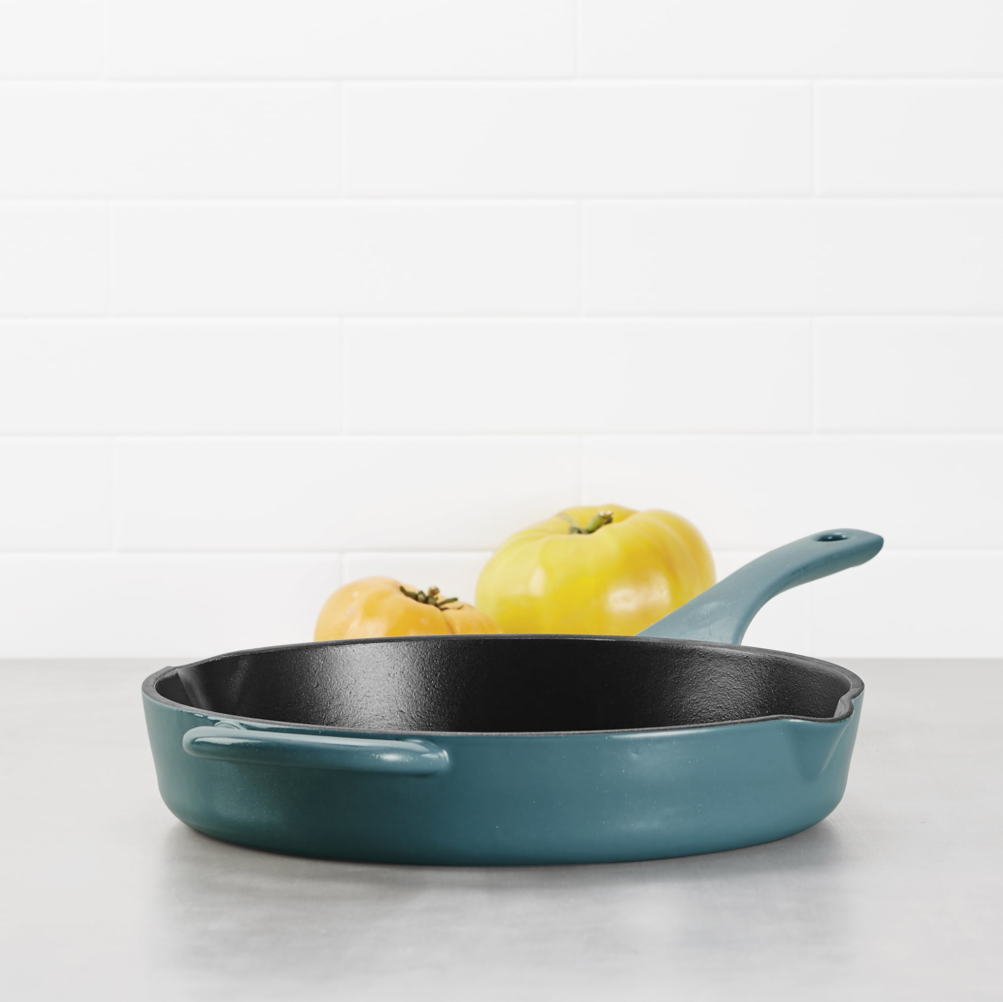 Ayesha Collection Cast Iron Enamel Skillet with Pour Spouts Brown Sugar Ayesha Curry 46962 12-Inch