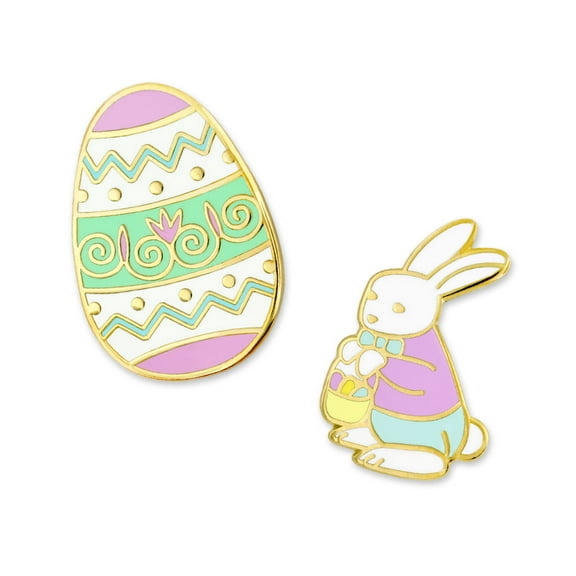 PinMart's Easter Bunny and Easter Egg Spring Holiday Enamel Pin Set - Unisex Easter Gift for Teens and Adults