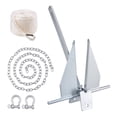 thumbnail image 1 of VEVOR Fluke Style Anchor Kit, 13 LBS Hot-Dipped Galvanized Steel Fluke Anchor with 7.9' Chain, 101' Rope and Two 0.4" Shackles, Marine Boat Anchor for Small Vessels Under 30', Seas, Rivers and Shores, 1 of 9