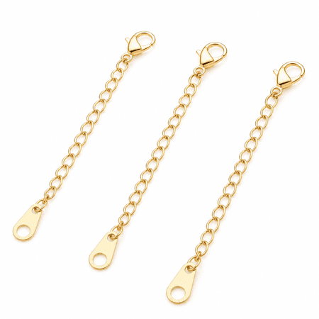 AURENIX 2026 New Gold Necklace Extenders Delicate 1",2",3" Inches Necklace Extension Chain Set for Necklaces Chokers Bracelets Anklets, 2Mm Width Chain Extender with Durable Lobster Claw Clasp