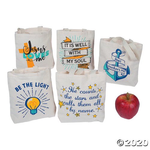 Small Religious Canvas Tote Bag Assortment