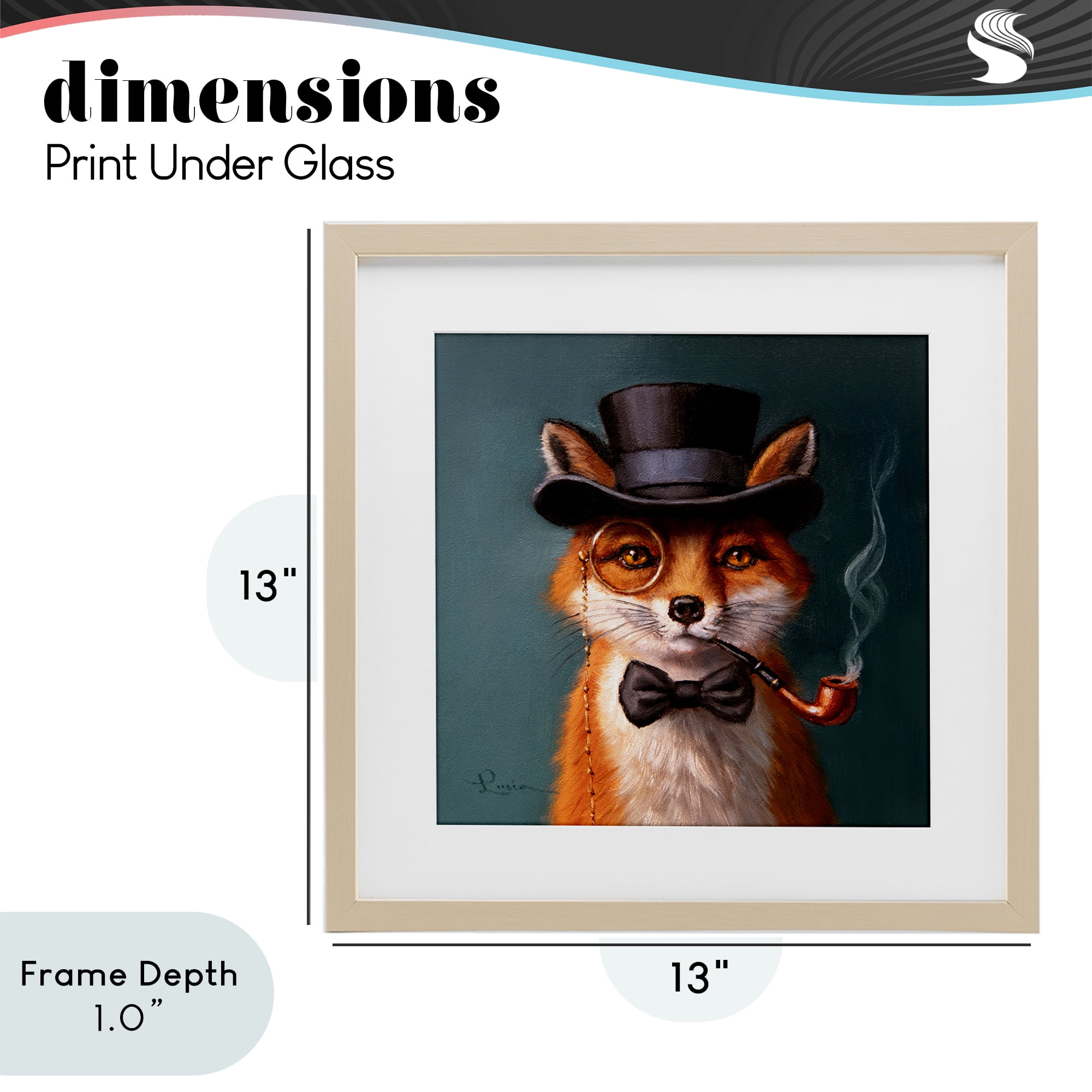 Stupell Industries Charming Dapper Fox Birch Framed Print Under Glass, design by Lucia Heffernan