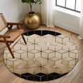 thumbnail image 2 of Round Rugs 5Ft, Brown Geometric Round Area Rug Washable Indoor Throw Carpet, Modern Abstract Art Ombre Soft Non Slip Circle Rug for Cabinet Bathroom Home Decor Aesthetic, 2 of 8