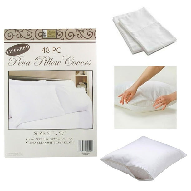48 White Hotel Pillow Plastic Cover Case Waterproof Zipper Protector