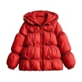 thumbnail image 2 of Dnhxils Girls Jacket Winter Lightweight Puffer Coat Toddlers Trendy Hooded Zip Up Jacket Kids Winter Warm Clothes Red 7-8 Years, 2 of 5