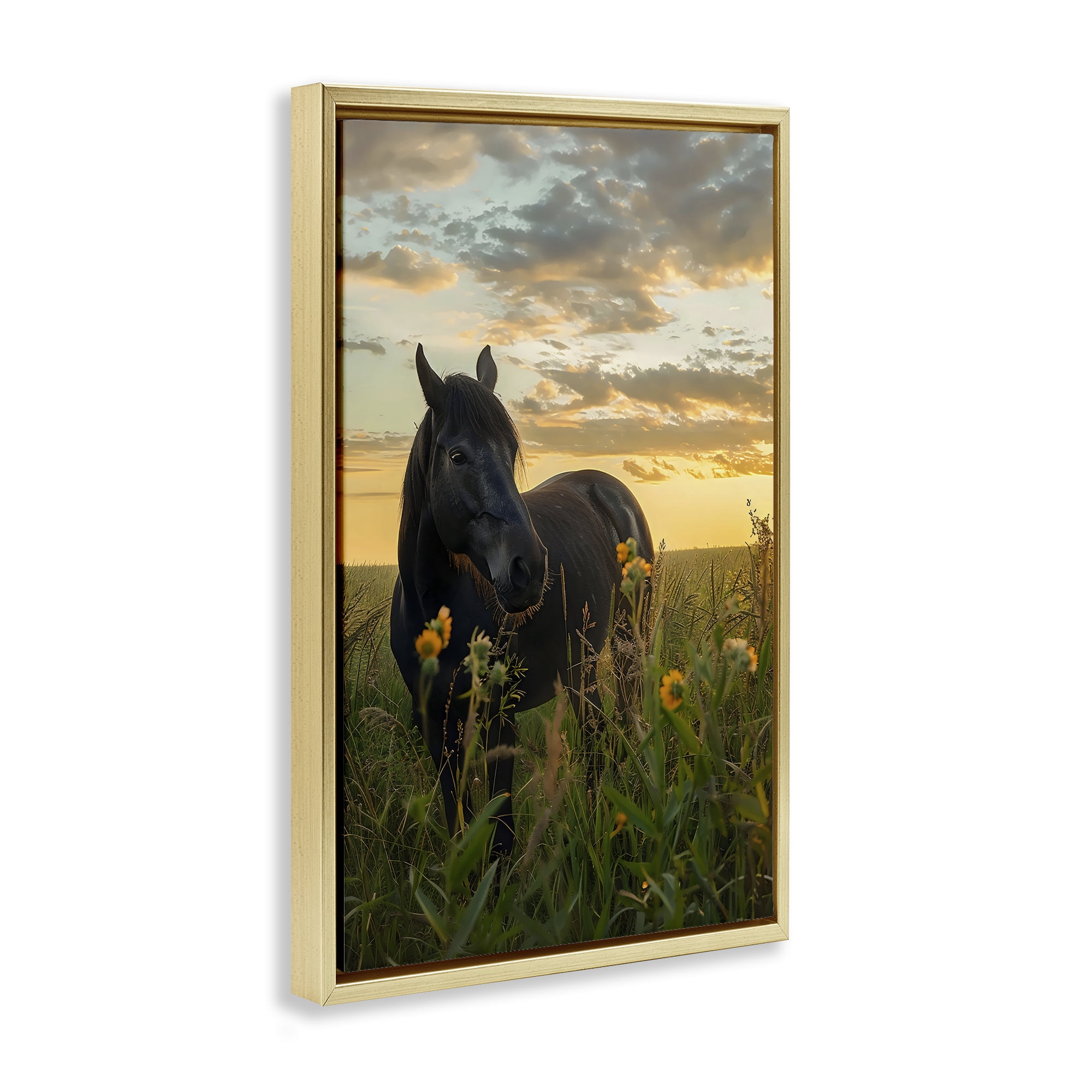 Stupell Industries Standing In Field Of Flowers Gold Framed Floater Canvas Wall Art, design by Creative Studio