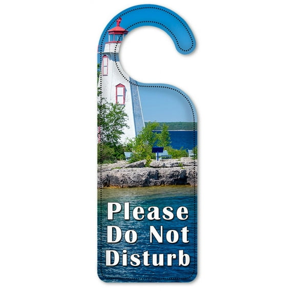 Do Not Disturb Door Knob Hanger Sign - Red & White Lighthouse