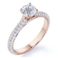 thumbnail image 1 of JeenMata Anillo de Compromiso de Moissanita de Fuego de Corte Redondo de 1,75 Quilates - Anillo de Compromiso Clásico - Anillo de Racimo - Oro Rosa de 18 K sobre Plata, 1 of 6