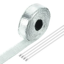 Uxcell Fiberglass Exhaust Wrap Tape,1"x16.4' Silvery Header Heat Wrap with 4 Ties
