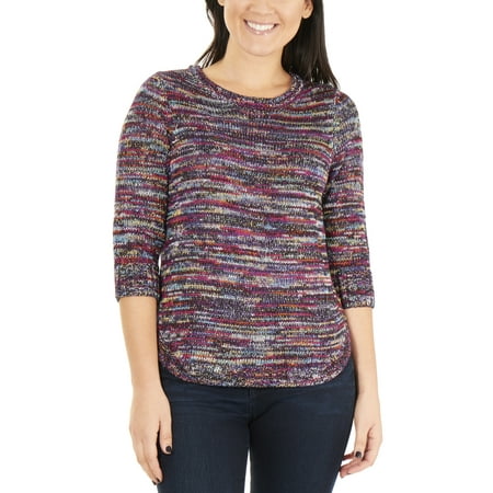 Women's Petite Multi-Color Round Hem Sweater
