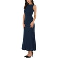 thumbnail image 4 of INSPIRE CHIC Women's Boat Neck Dresses Sleeveless Elegant Cocktail Maxi Dress M Dark Blue, 4 of 6