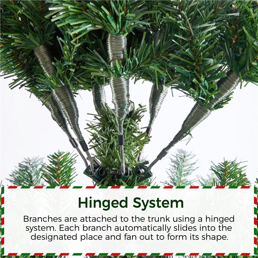 Alden Design 7.5ft Pre-lit Frosted Artificial Christmas Tree with Pinecones, Green