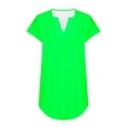 thumbnail image 6 of Charella Polyester Summer T Shirts Women Cap Short Sleeve Pleated V Neck Tunic Top Graphic Striped Flower Print Tees (3X-Large, Green 06), 6 of 7