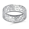 thumbnail image 3 of 925 Sterling Silver Oxidized Platinum Plated Flower Art Noveu Women Valentines Day Gifts Ring, 3 of 4