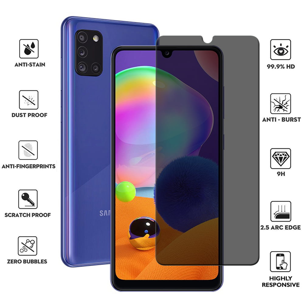 Galaxy A31 Screen Protector with Camera Lens Protector Bubble Free 3+3 Pack Easy Installation HD Tempered Glass Film Compatible for Samsung Galaxy A31 5G 9H Hardness Scratch Resistant 