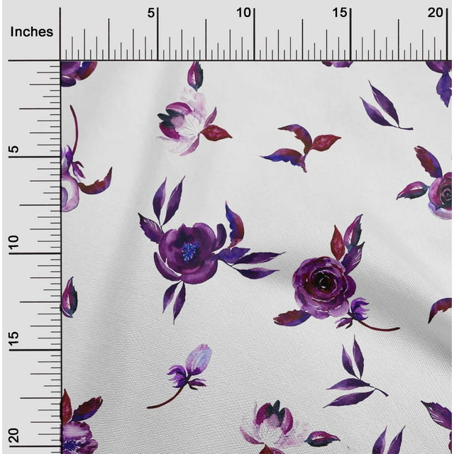 oneOone Georgette Viscose Fabric Flower & Leaves Watercolor Print Fabric BTY 42 Inch Wide