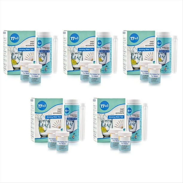 5X Kit Completo de Prueba de Agua 17 en 1 para el Hogar, 500 Tiras + 10 Kits de Prueba de Agua para Agua Potable FáCil Prueba, PH, Plomo