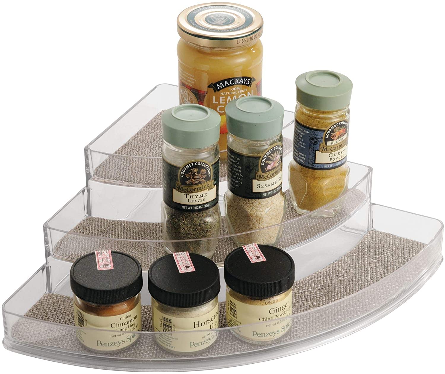 Twillo Plastic Spice Rack, Corner Organizer for Storage, 10" x 14" x 4", Clear