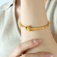 thumbnail image 4 of 14K Yellow Gold  Bracelets Elegant Trendy Round Circular Open Knot Cuff Bangle For Women Jewelry Goth Temperament Everyday Wear, 4 of 8
