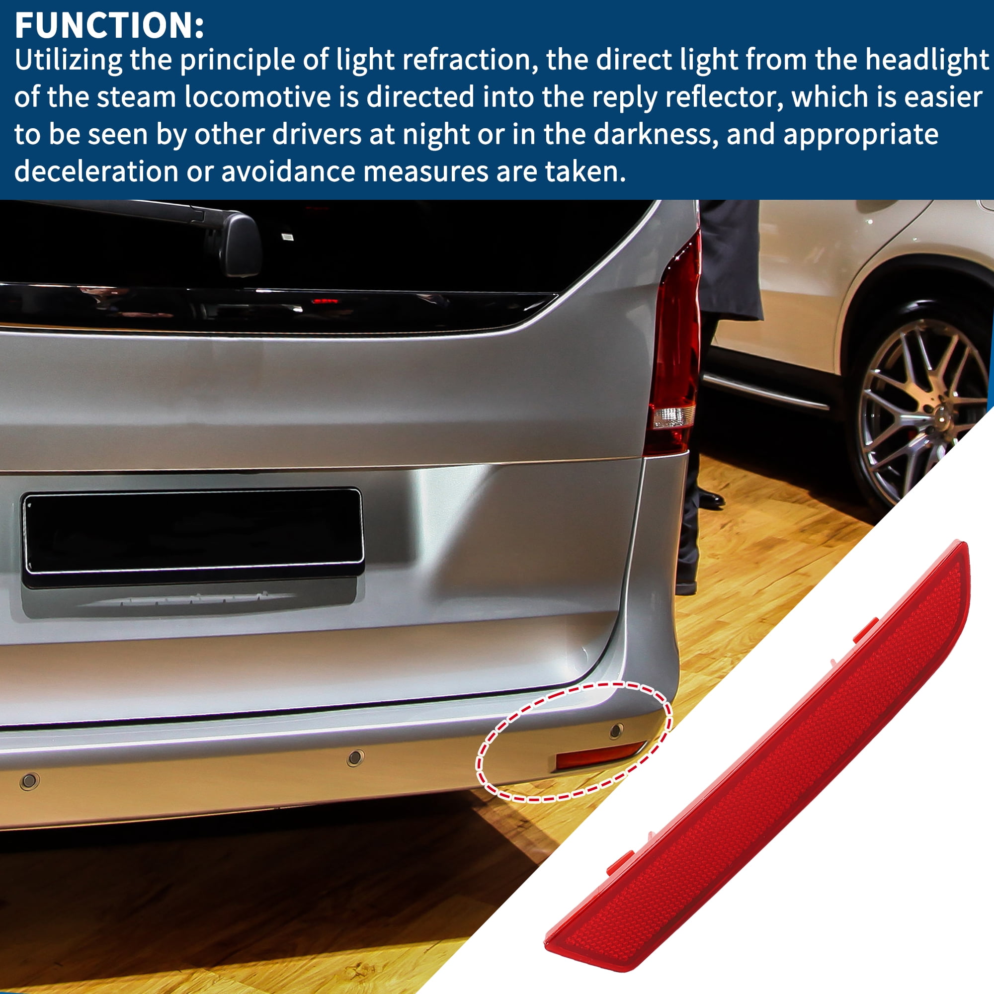 Unique Bargains Bumper Reflector for Mercedes-Benz Metris 2016-2023 Rear Right Red