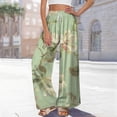 thumbnail image 5 of Endives Women's Linen Pant High Waisted Wide Leg Pant Flower Printed Baggy Loose Pants Spring Summer Trendy Green, 5 of 6