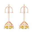 thumbnail image 4 of 2 ct Screw-Back Stud Earrings for Women | 6.5mm Round Cut Simulated Yellow Diamond | 18K Rose Gold, 4 of 5