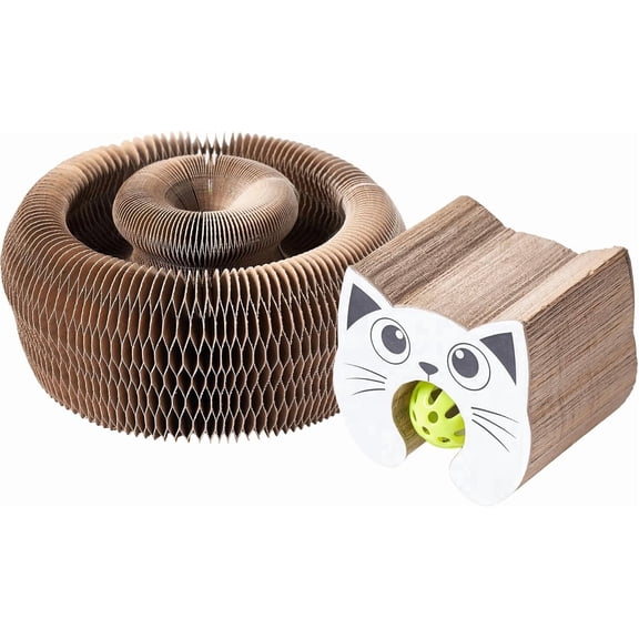 JOPOY Foldable Magic Organ Cat Scratcher Board with Bell Ball 1Pack