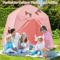 thumbnail image 4 of Gymax Kids Play Tent w/Flags & Globe String Lights for 3-12 Years Old Indoor Outdoor Pink, 4 of 10