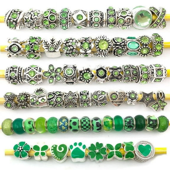WINDLAND 80pcs Handmade Lampwork Glass European Beads Large Hole Charms Crafting 10mm