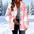 thumbnail image 2 of Women's Winter Plaid Fleece Coat Long Sleeve Turned-Down Collar Button-Up Warm Outerwear for Daily Casual Work and Spring Autumn Women's Coats, 2 of 10
